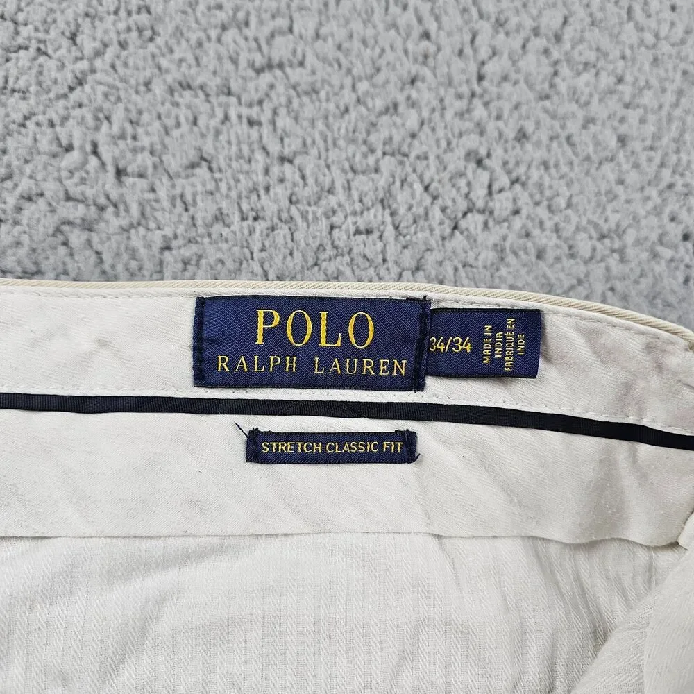Polo Ralph Lauren Pants Men 36x33* Khaki Beige Chino Classic Stretch Casual Golf